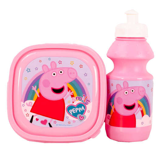 Kids Pink Peppa Pig 3 Piece Lunch Set
